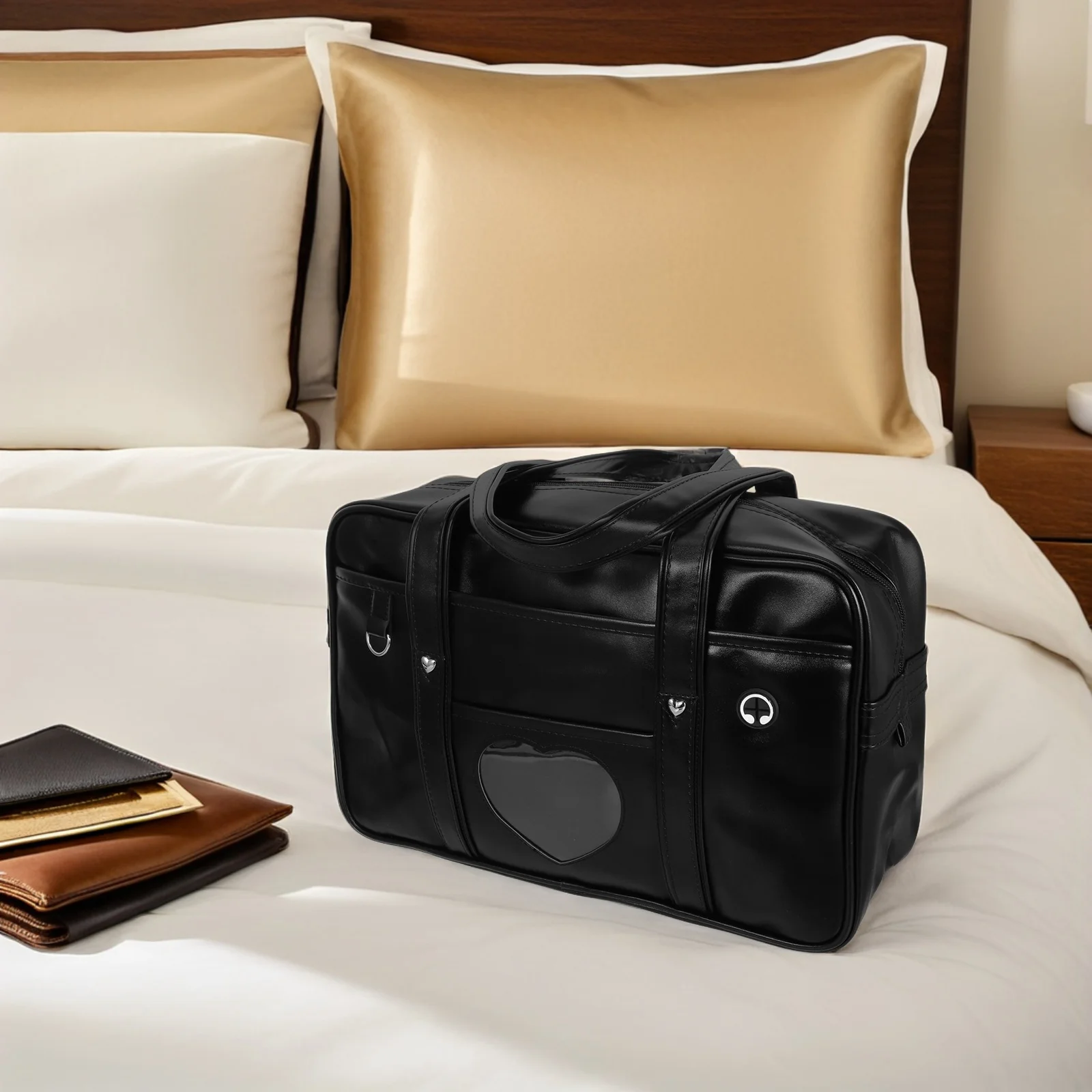 

Waterproof Laptop Tote Bag Faux Computer Case Japanese Style Lovely Heart School Bag Large Capacity for Work Travel