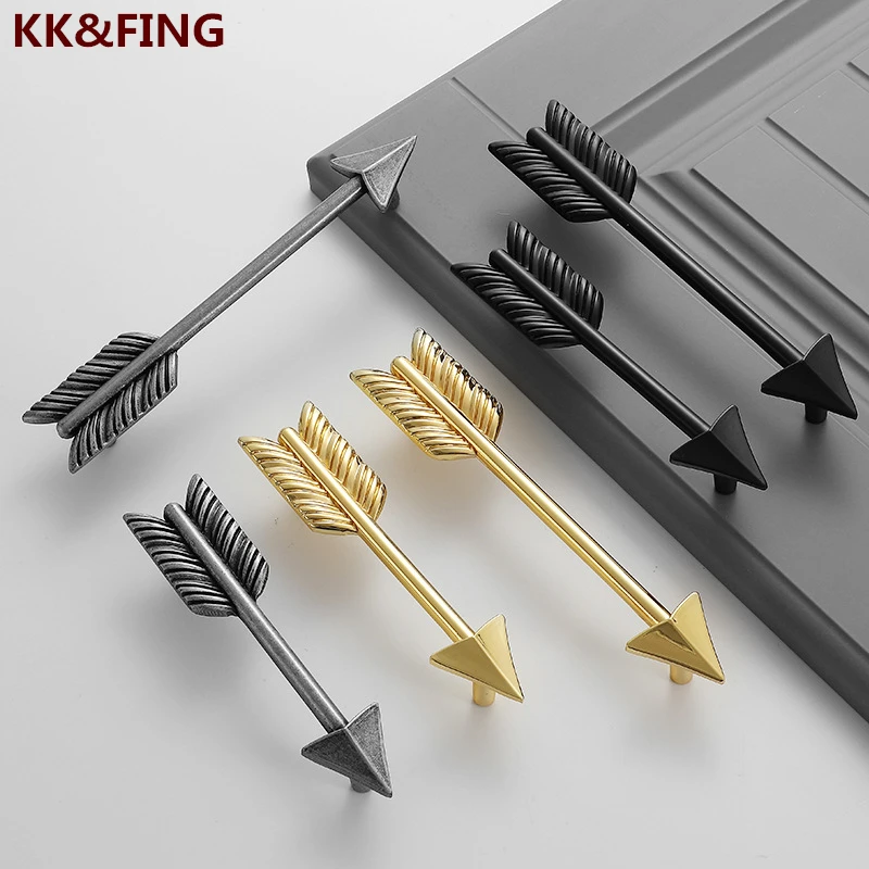 KK&FING 1PC Creativity Zinc Alloy Arrowhead-shaped Furniture Wardrobe Door Handles Drawer Knobs Cabinet Pulls Furniture Hardware