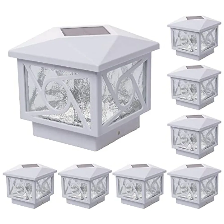 

Geometric Circle Solar Post Cap Lights - Fits 4x4 Wood and 5x5 PVC/Vinyl Outdoor Solar Powered Post Cap Light Fence Deck Garden