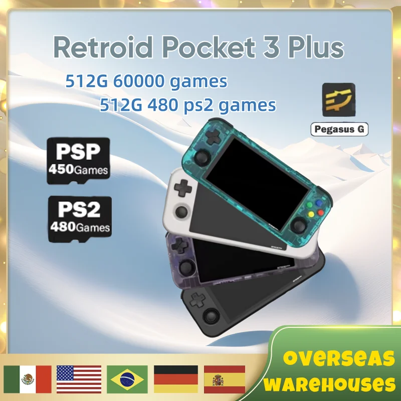 Retroid Pocket 3 Plus Handheld game machine 4.7inch Touch Screen 4g+128gb Android 11 video game console 512g 60000+ Games