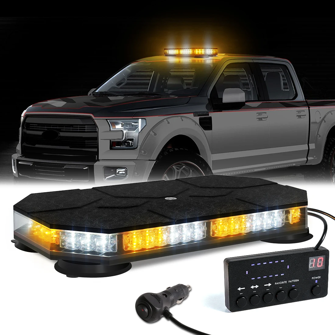 

GEFENSI 12V 24V Car Roof Top Strobe Lights Emergency Warning 42 LED Safety Magnetic Mount Truck Ambulance Snow Plow Smart Contro