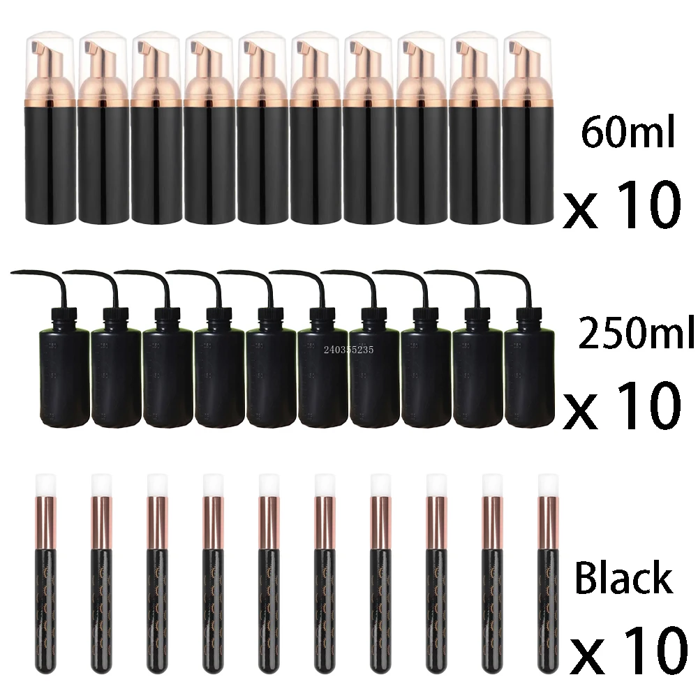 Zestaw do czyszczenia rzęs Black Grafting 60ML Pusta butelka z pompką do czyszczenia rzęs 250ML Butelka do płukania Narzędzia do pielęgnacji skóry