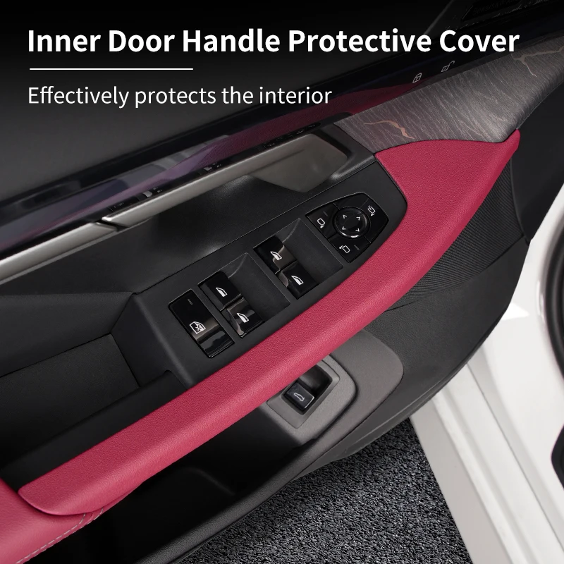 Per BMW serie 5 G60 2024 maniglia interna per auto pannello porta interna Pull Trim Cover PU Leather ABS Car Front Door Protector Stickers