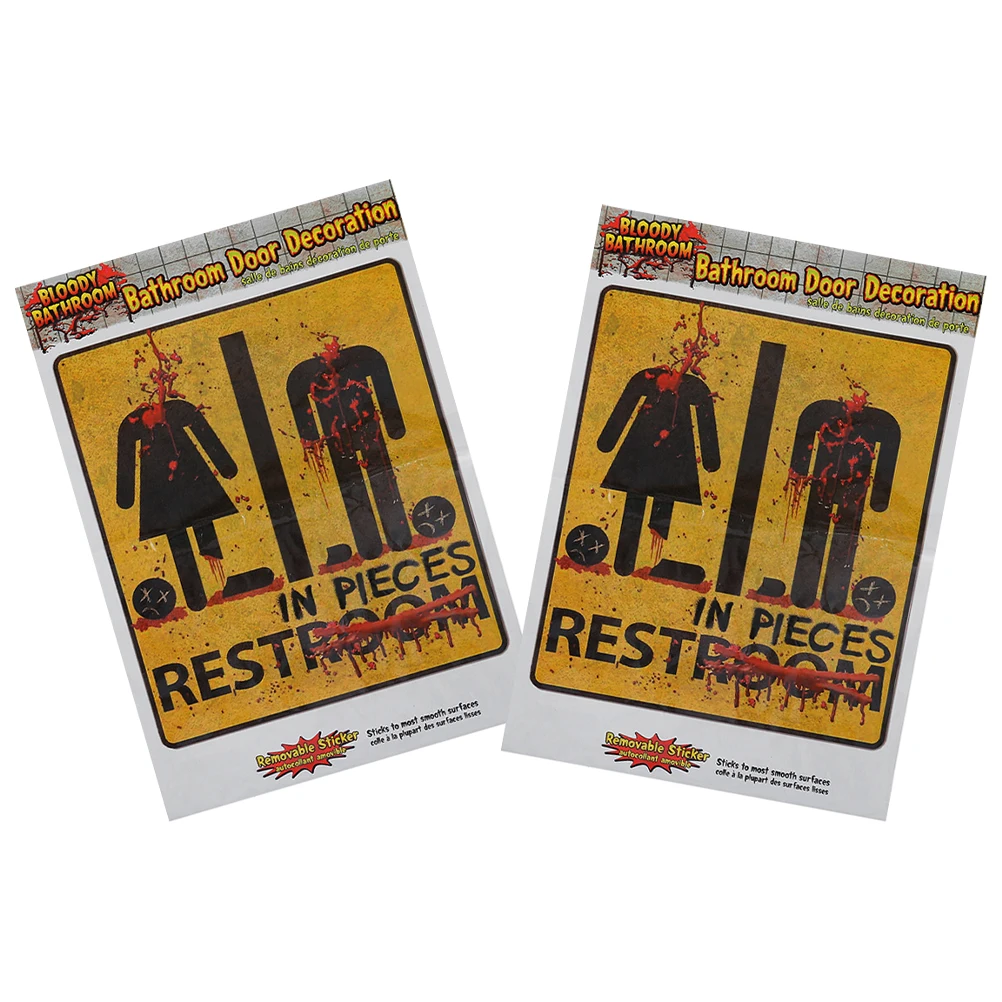 

Bleeding Toilet Stickers 2pcs Yellow Horror Restroom Decoration Decals for Spooky Halloween and Unique Bathroom Accessories
