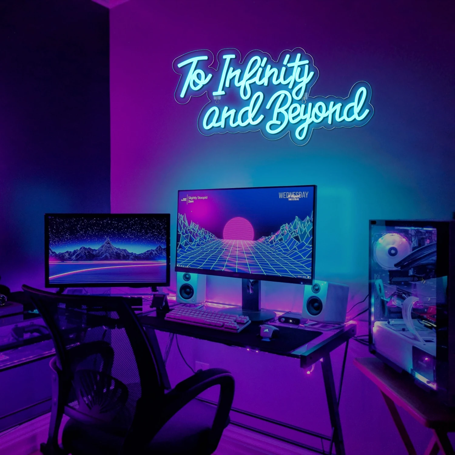 Infinito Para e Além Neon Sign Art, Luzes LED, Lâmpada USB Powered, Sinais Quarto, Home Wall Decor, Presentes Personalizados