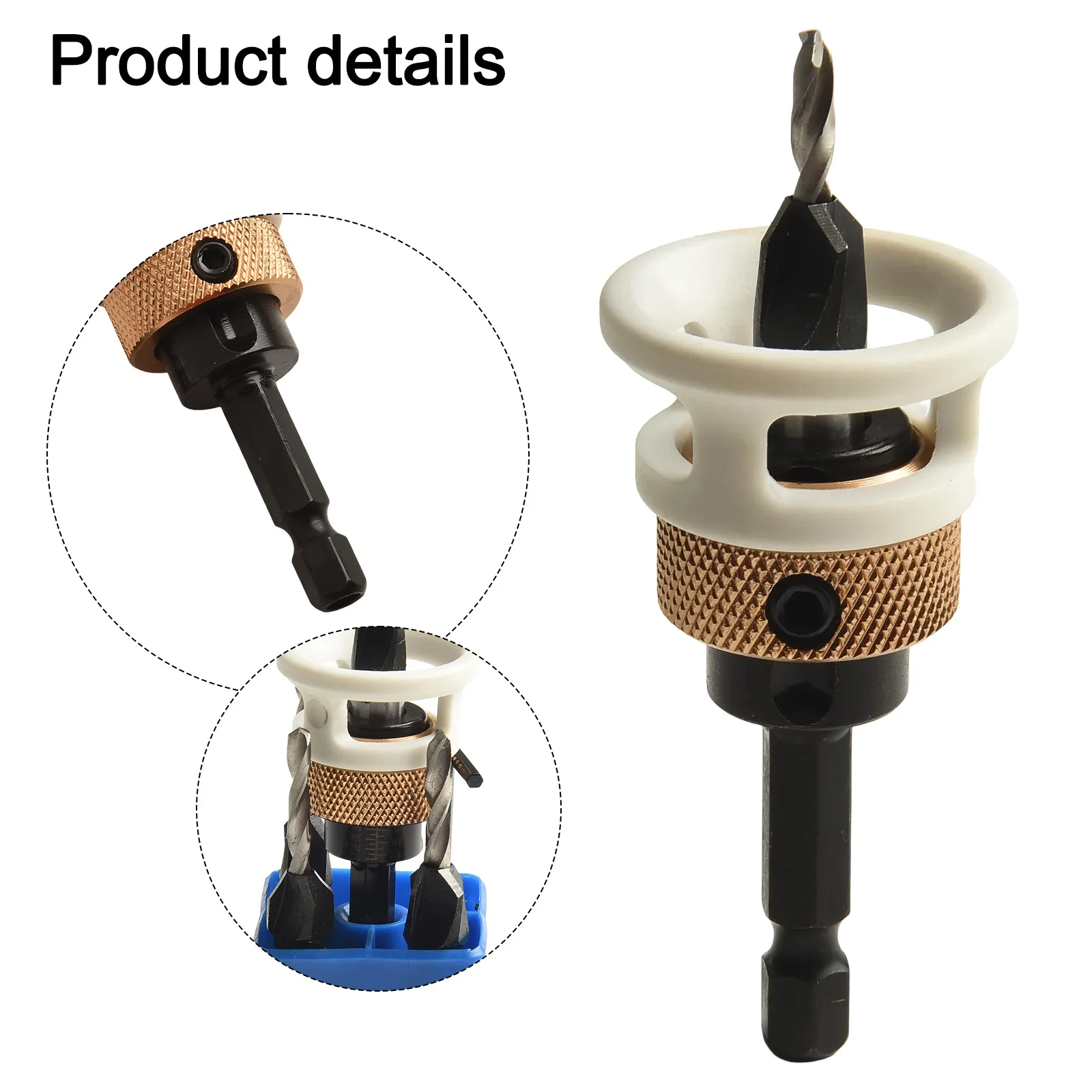4-in-1 Countersink Drill Bit Set With Depth Stopper Hexagonal Shank For Woodworking Drilling Tools Accessories