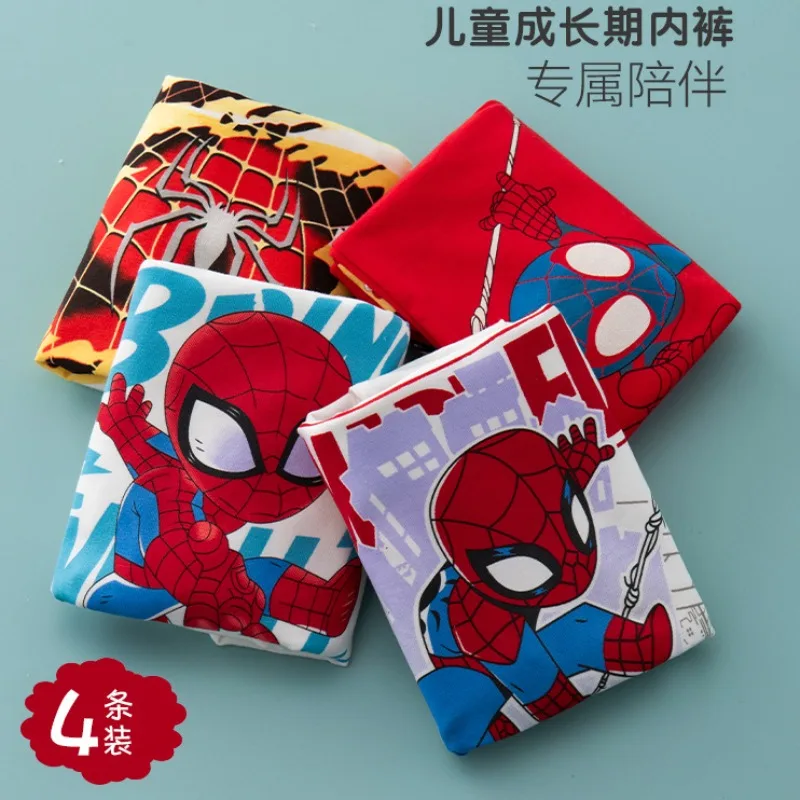 4Pcs/lot New Miniso Spider-Man Children Underpant New Marvel Series Cool Breathable Brie Boy Underwear Cotton Boxer Shorts Gift