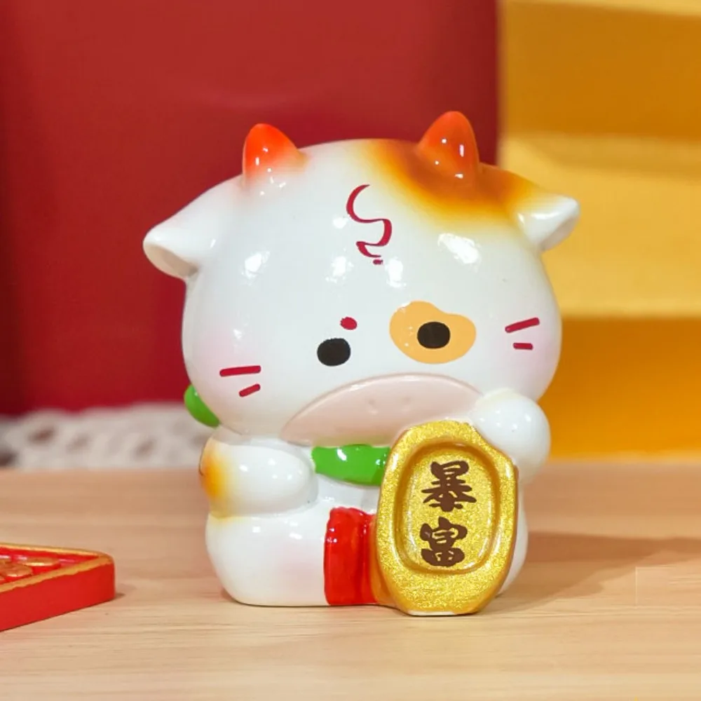النمط الصيني 2026 السنة الجديدة زخرفة نعمة التماثيل الصينية التقليدية زودياك رائعة الإبداعية محظوظ القط زخرفة مكتب