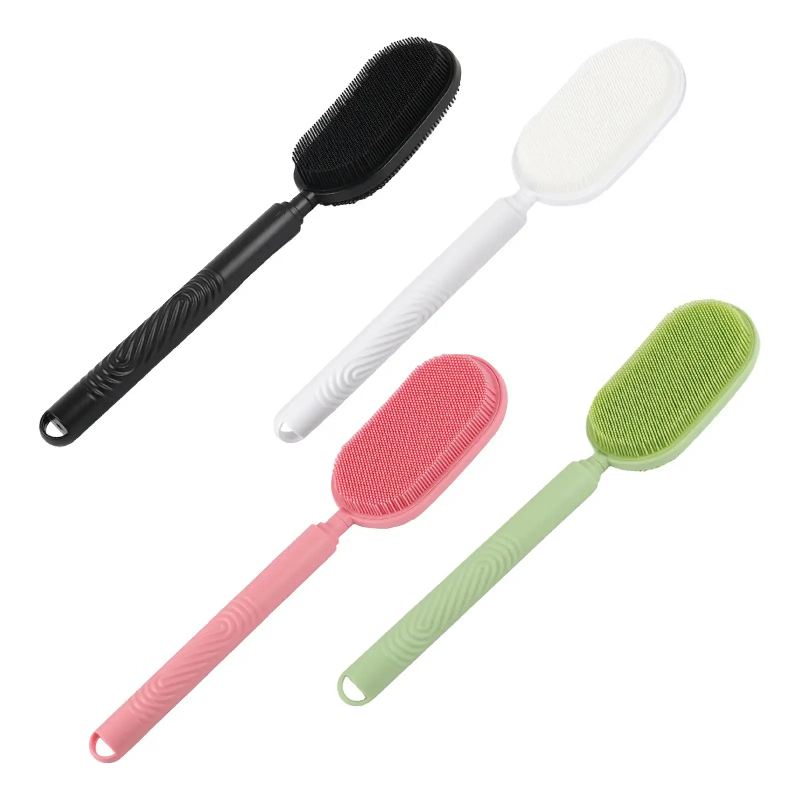 

Ergonomic Silicone Body Scrubber Long Handle Shower Brush Back Cleaner Double Sided for Men Women Seniors Spa