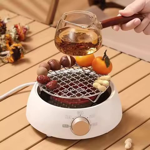 Portable Round Air Fryer Rack Stainless Steel with Foot BBQ Net Stackable Grid Grill Home Kitchen Oven Steamer Cooker