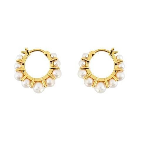 النحاس مع 18K الذهب فو اللؤلؤ هوب مجوهرات أقراط نسائية حفلة T عرض ثوب فاسق القوطية المدرج العلوي الكورية اليابان