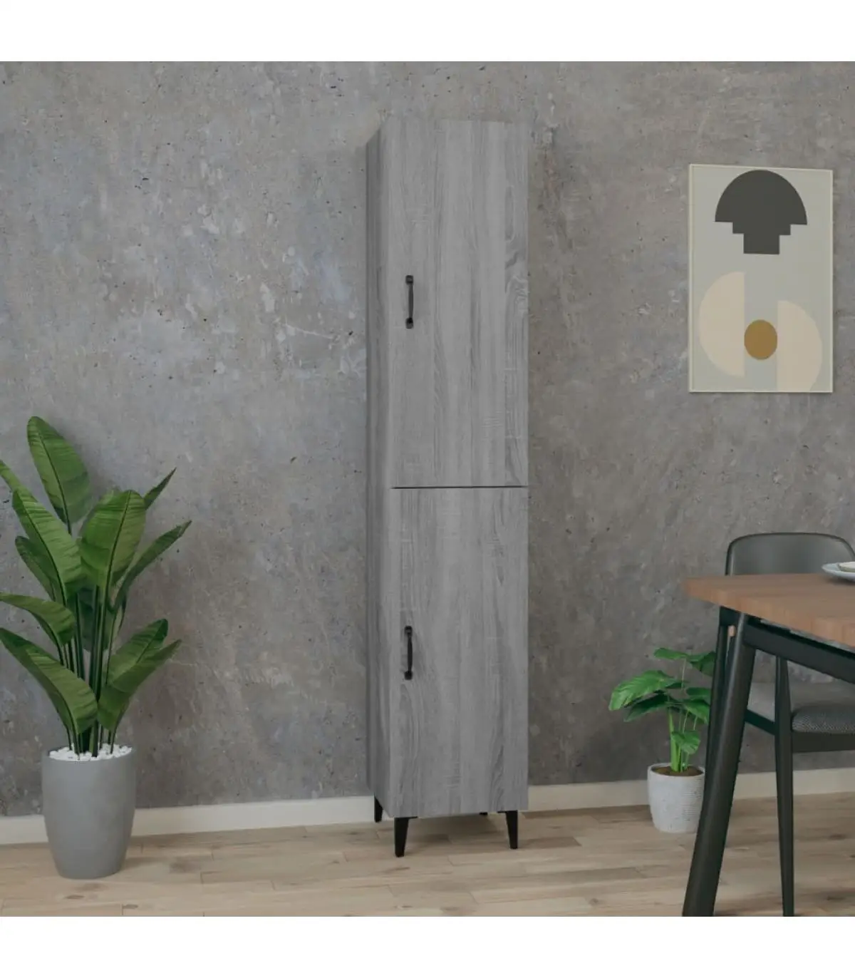 Sideboards high sideboard Sonoma gray plywood 34,5x34x180 cm