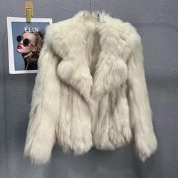 New Arrival Knitted Real Natural Fur Coat Women's Genuine Fox Fur Jacket Overcoat Girl's Fur Outwear YE5902