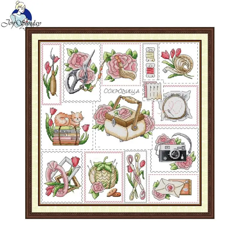 Cross Stitch Kit Joy Sunday Love Of Crafts  HD Pattern Printed Counted Fabric Aida 16CT 14CT 11CT DIY Embroidery Kit With Gift