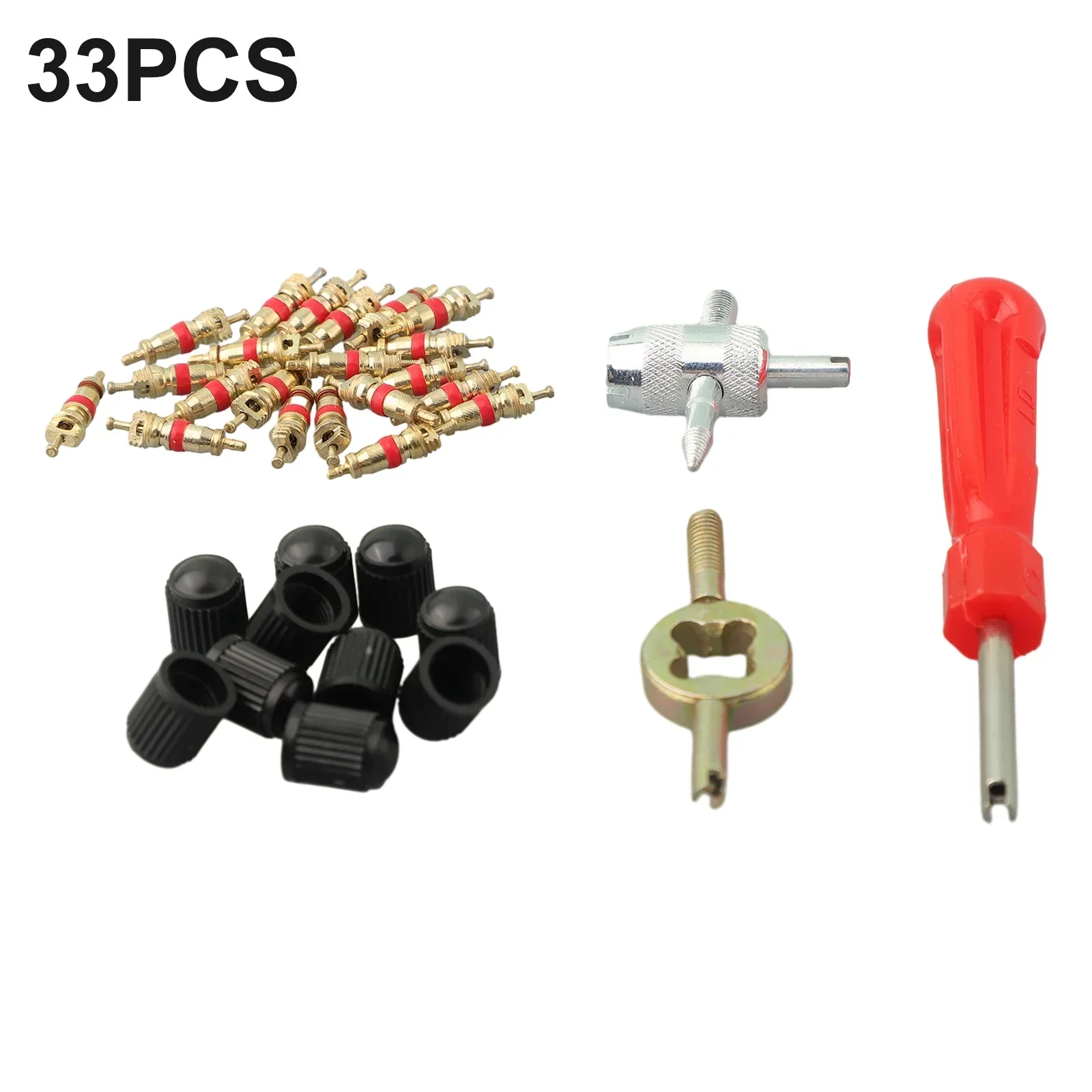 

33Pcs Cars Bicycles Slotted Handles Tire Valve Stems Core Removers Screwdrivers Repairing Tools Tires Repair Install Tools