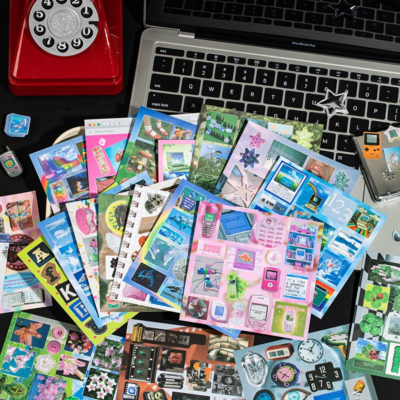 20 Pages Y2K Dreamcore Sticker Book Surreal Aesthetic Stickers for Scrapbooking Collage Journal Phone Case DIY Decor