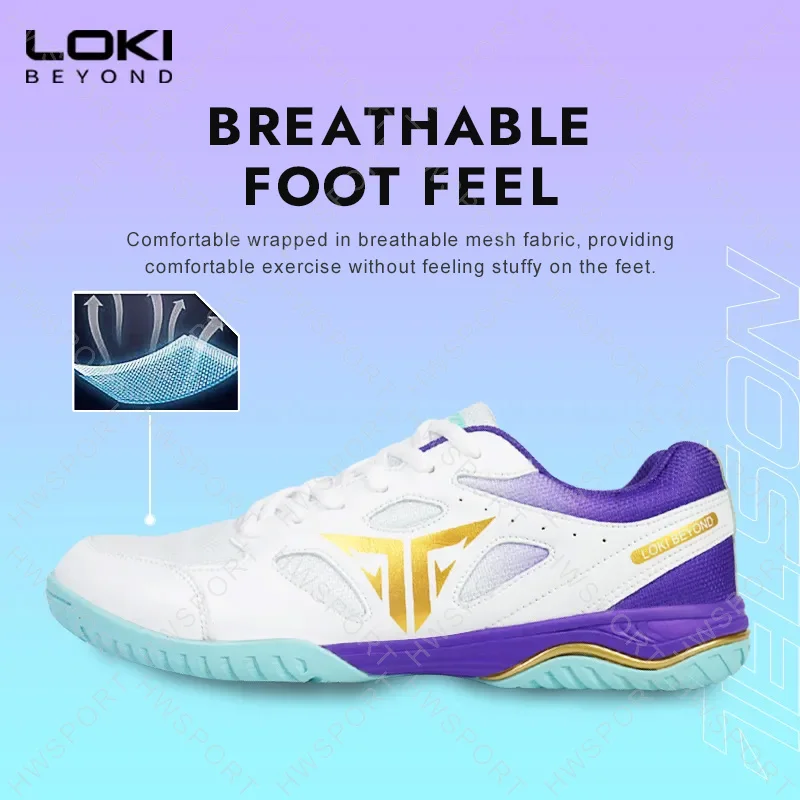 LOKI TELSON Table Tennis Shoes Men Women Comfort Ping Pong Sneakers Anti-slip Professional Pingpong Training Shoes