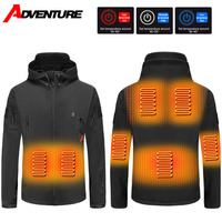 Heating Jacket Winter Warm Heated Jacket USB Electric Heating Clothes Camping Heated Motorcycle Jacket Hooded Hiking Clothes Men