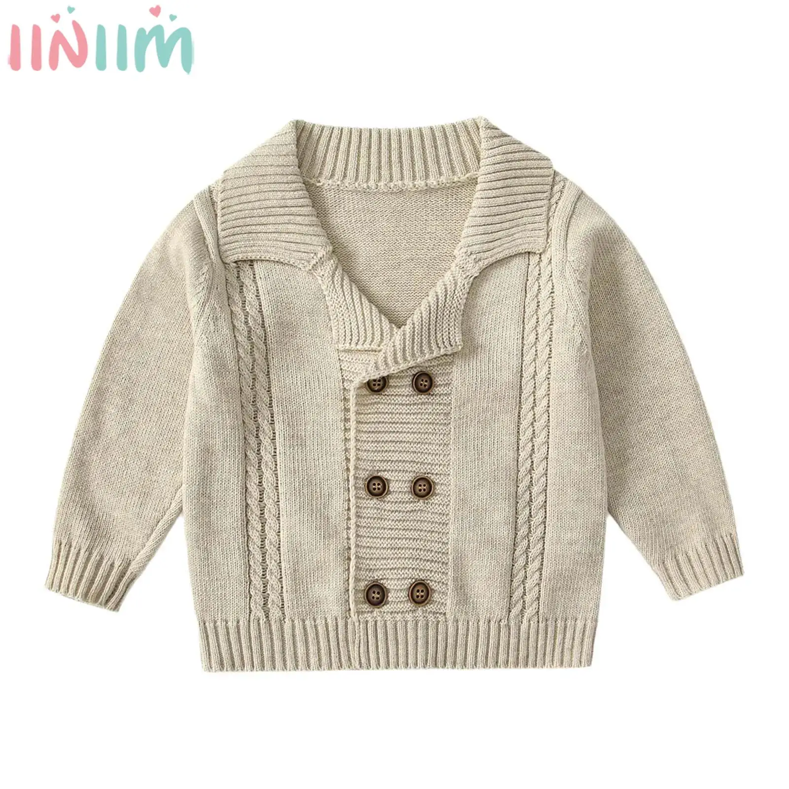 

Toddler Boys Cardigan Sweater Coat Long Sleeve Lapel Soft Knitted Jacket Tops Outerwear Spring Autumn Fashion Casual Knitwear