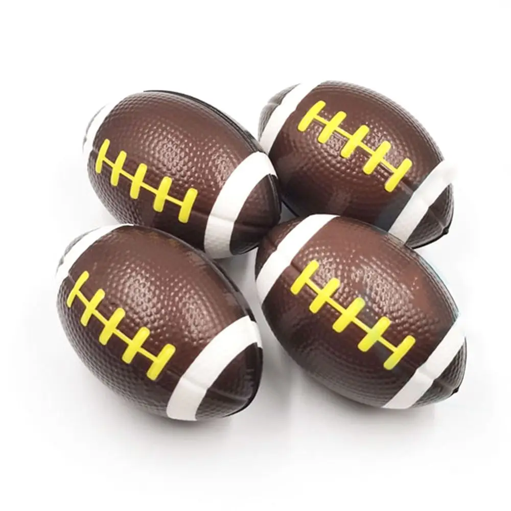 

4Pcs PU Soft American Rugby Mini Brown Fidget Toys Pattern Carving Slow Rebound Squeeze Game Ball Adults Kids