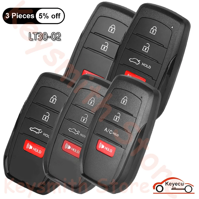 KEYECU 3 4 Buttons 4A Chip for Toyota Corolla Cross Levin Camry Sienna 2022-2024 Lonsdor LT30-02 Universal Smart Remote Key Fob