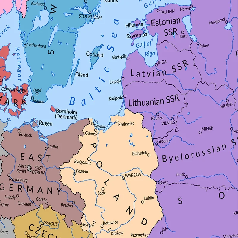 150*150Cm Peta Politik Eropa Versi 1950 Tahun Dinding Tanpa Bingkai Poster Kanvas Lukisan Dekorasi Rumah Perlengkapan Sekolah