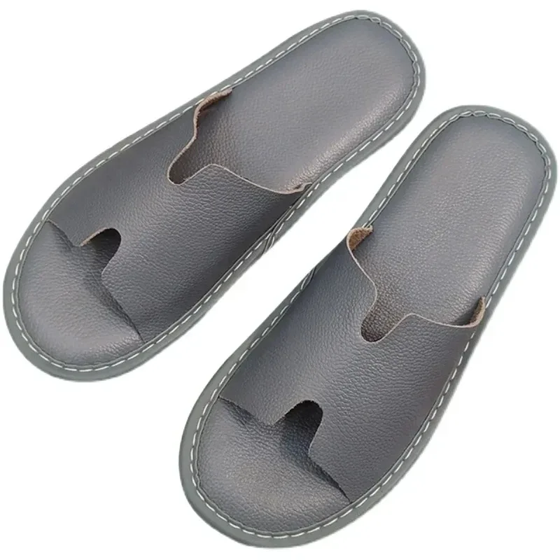 Cow Leather Summer Anti-Odorant Indoor Slippers for Men and Women Non-Skip Soft Mute Genuine Leather Couple's Home Slippers - view 5