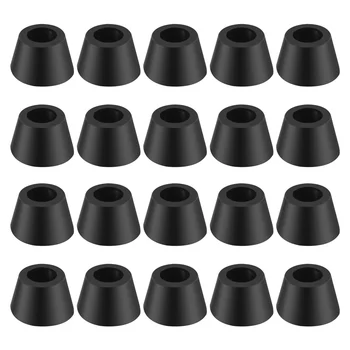 Embouts noirs en caoutchouc pour pieds de meubles, 16mm de diamètre, 20 pièces