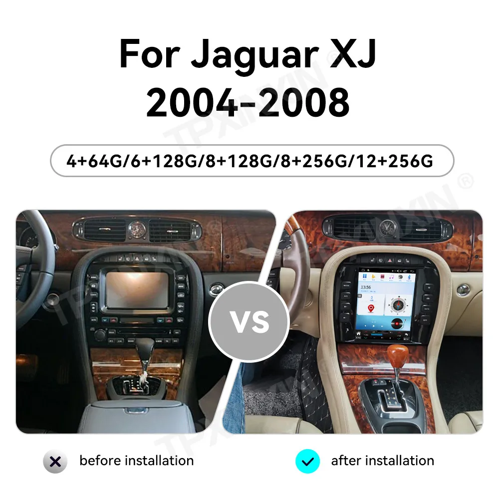10.4 Inch Android 15 Multimedia For Jaguar XJ 2004~2008 GPS Navigation Video Stereo Receiver Smart HD Screen Carplay Head Unit