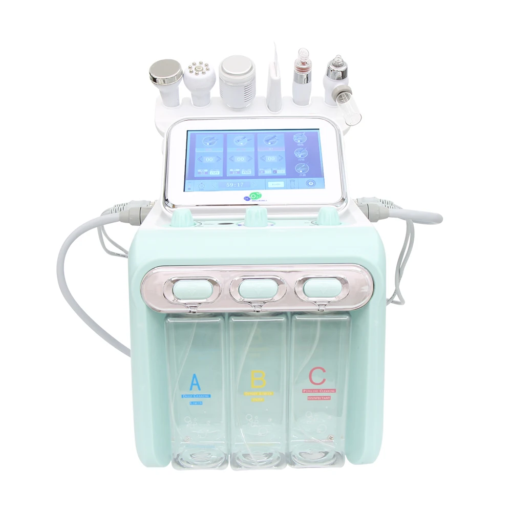 6 in 1 Wasserstoff Derma brasion Gesichts schönheit Maschine Aqua Peeling Tiefen reinigung Lifting Wasser Mikro derma brasion Gerät Hautpflege – Detail 17