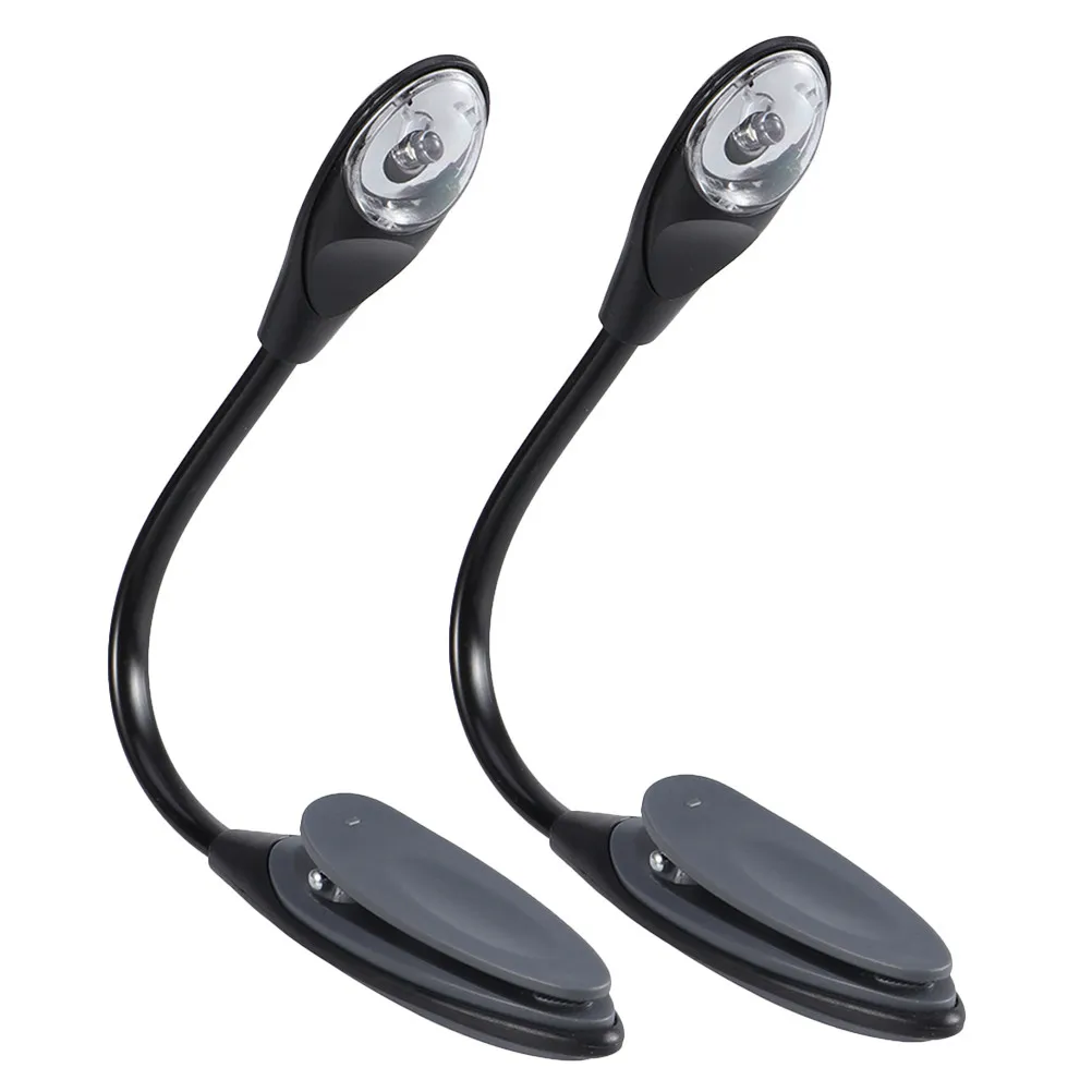 2Pcs Mini LED Book Clip Lights Gray Portable Lightweight Reading Lamp for Travel Bed Laptop Non Flickering Eye Protection