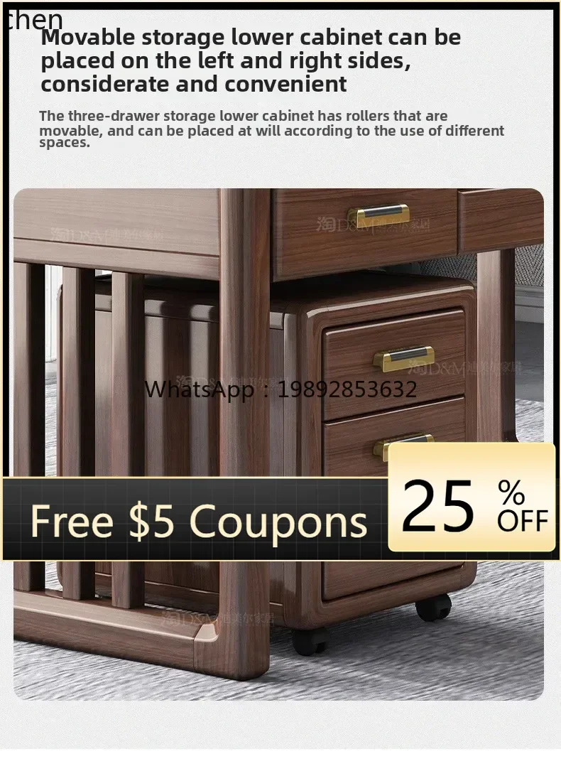 

7BGZSolid Wood Book Light Luxury Walnut Office Study Chinese Book Boss Desk Computer Desk