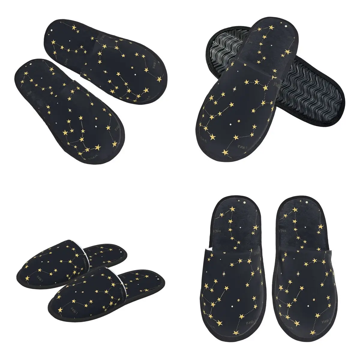 Custom Zodiac Constellations Space Slippers Memory Foam Warm Soft Women House Slipper Indoor Comfy Shoes