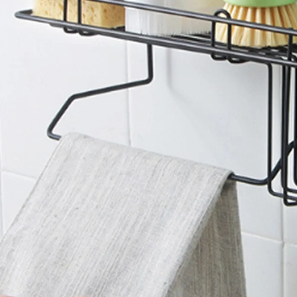 Punch Free Sink Drain Sponge Holder Wall Mount Kitchen Sink Shelf Hanging Basket Soap Rack Compact Storage for Limited Counter