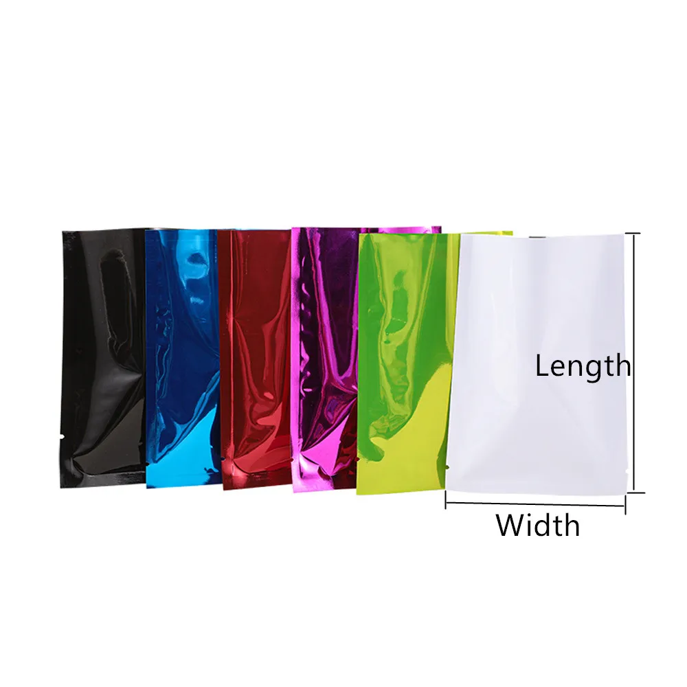 100pcs Colored Aluminum Foil Bags Heat Sealable - Food Grade Top Open Aluminizing Plastic Flat Pouch Powder Facial Mask Package