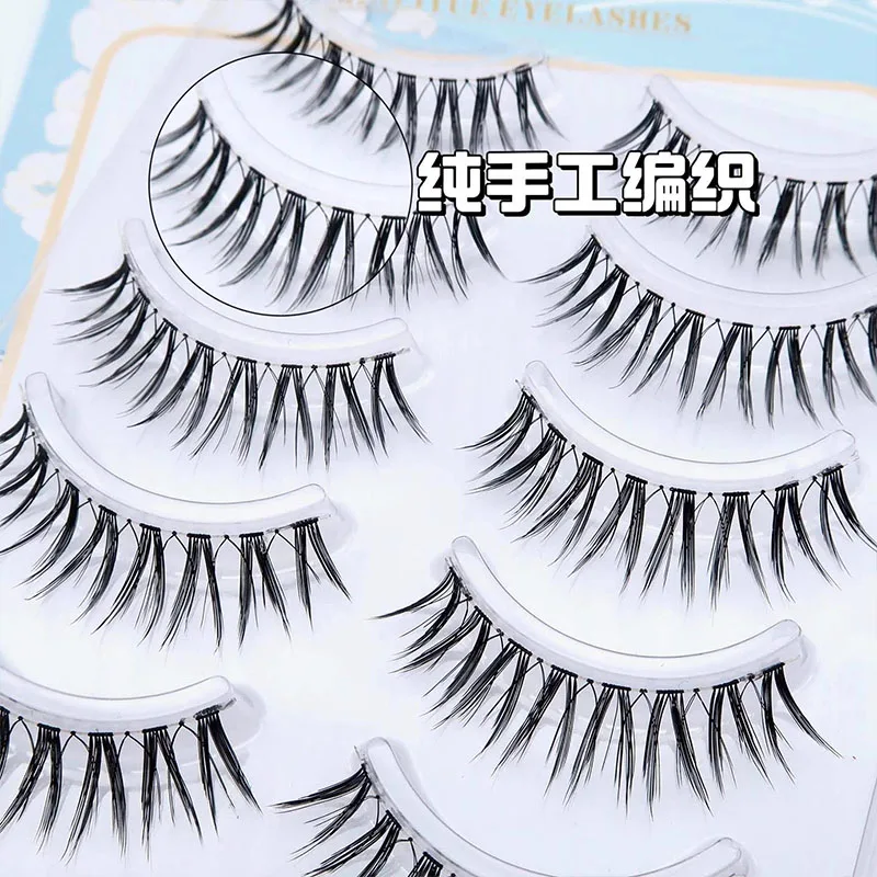 5 paires de faux cils de maquillage longs et épais, photogéniques, bande dure, grappe faite à la main, outils cosmétiques en forme de V
