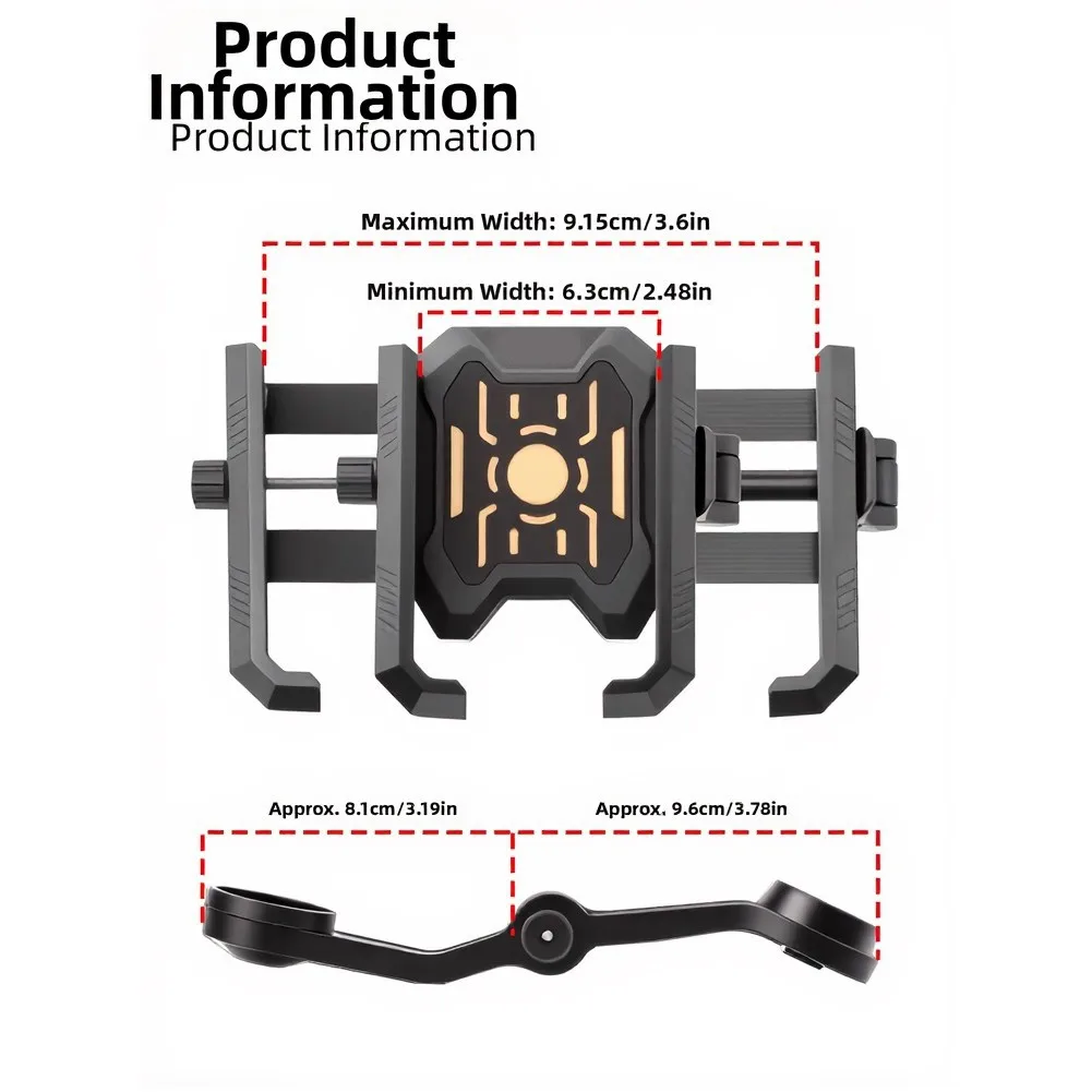 /Gold /2 /In 1 Bicycle Phone Holder And Computer Mount With Adjustable Bottom Foot 360 Rotation Ball Joint For Cycling Navigatio