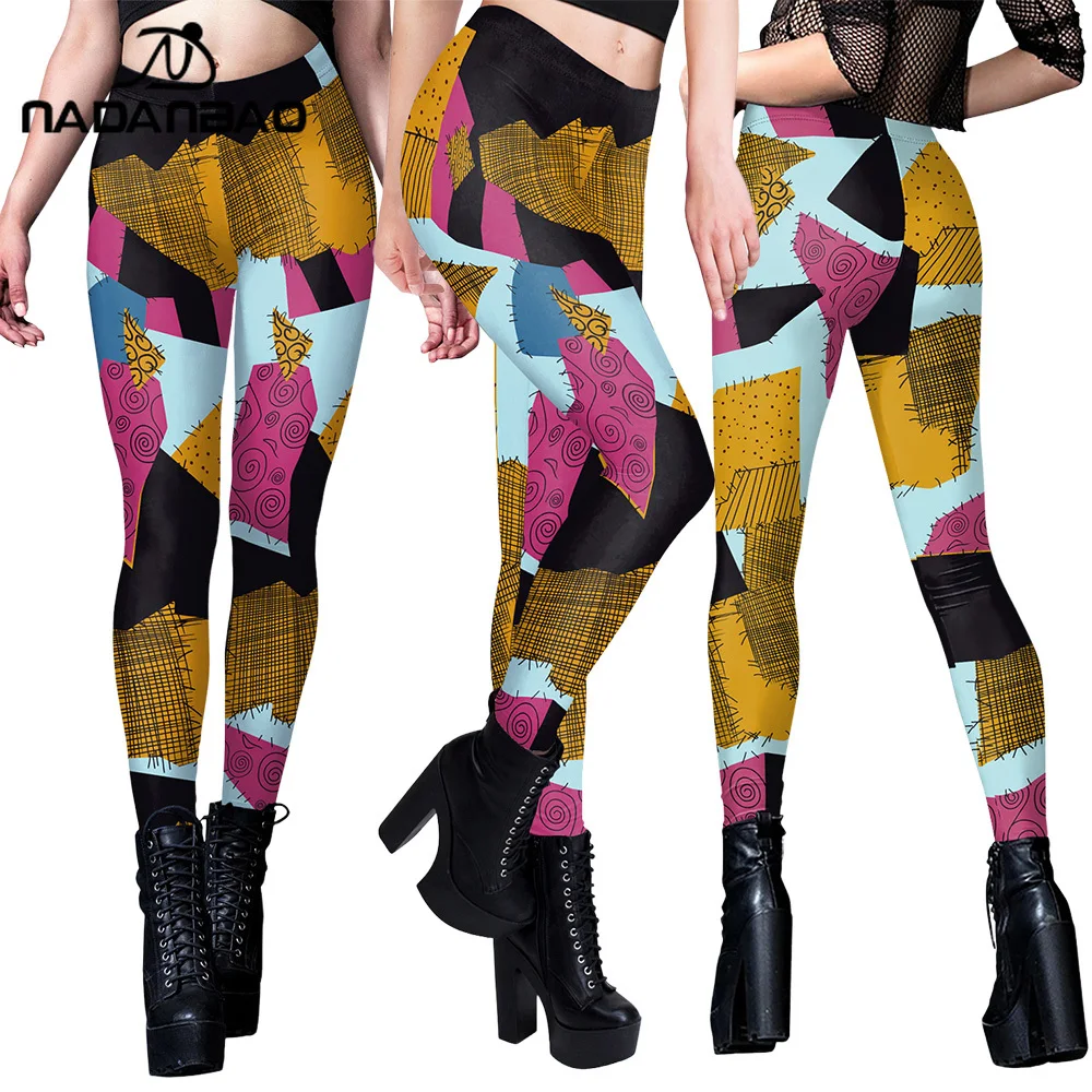 Nadanbao سالي جاك هالوين طماق النساء الفيلم تأثيري السراويل المرقعة نمط حزب بنطلون عارضة مثير نحيل الجوارب