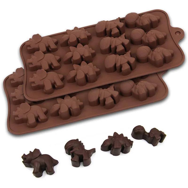 12-Cavity Dinosaur Chocolate Mold Non Stick Silicone Dinosaur Mould Candy Chocolate Jelly Ice Cube Cheesecake Pudding Moulds