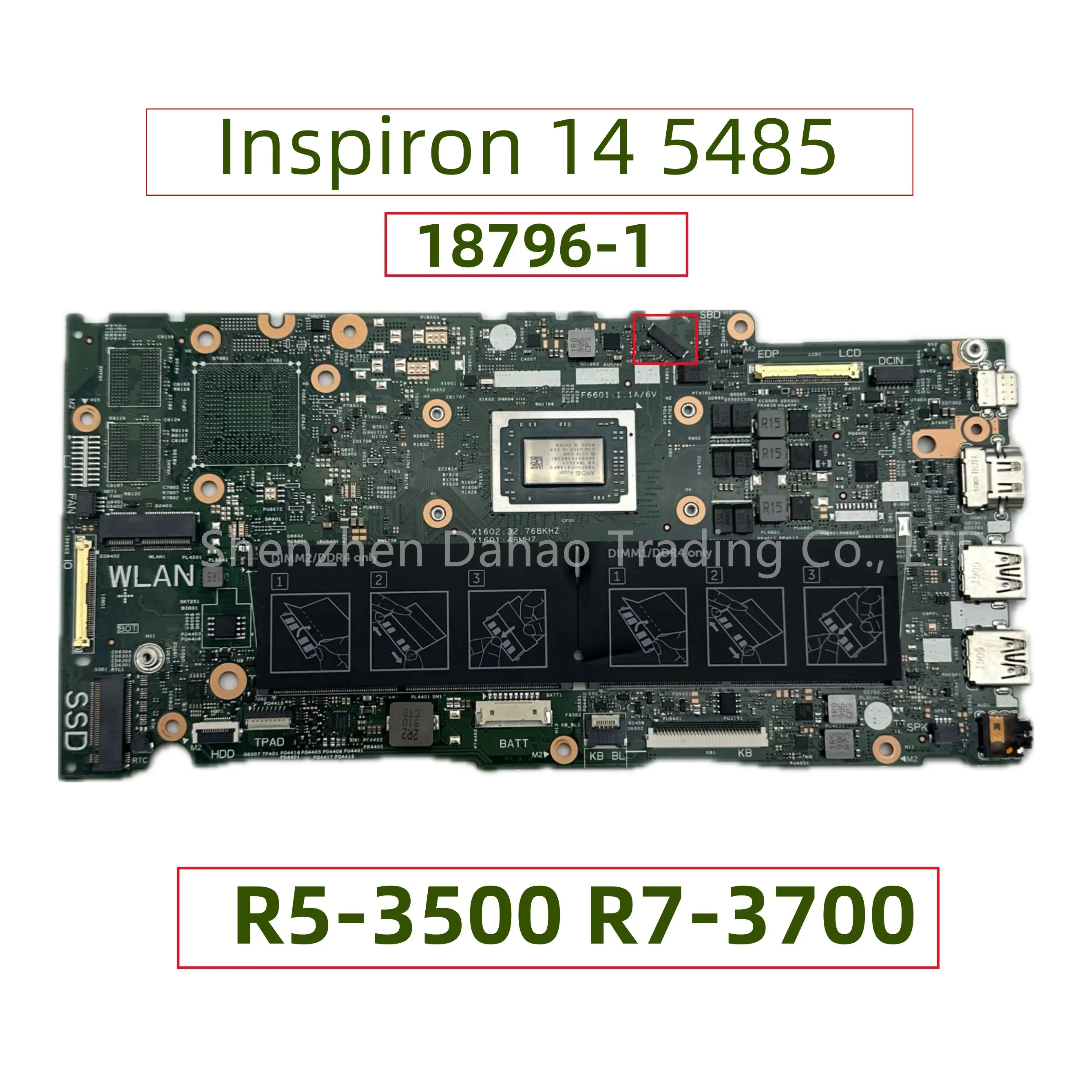 Материнская плата для ноутбука Dell Inspiron 14 18796 с AMD R5-3500 R7-5485 CPU CN-0984NW 06KD8J DDR4, полностью протестирована, 3700-1