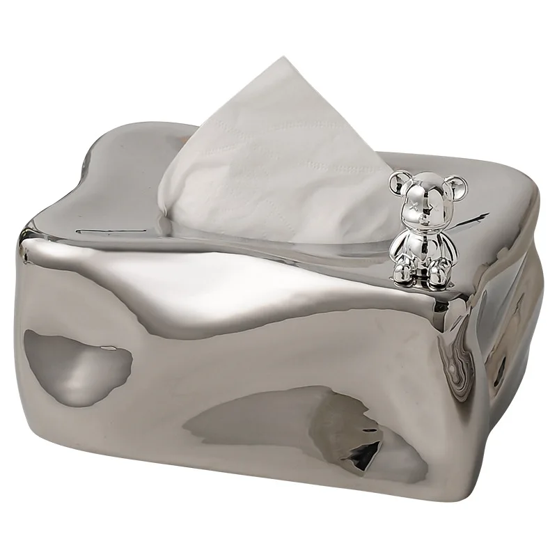 Creative Glacier Ceramic Tissue Box Premium Luxury Unique Tissue Holder for Living Room Coffee Table Desktop Home Decor view 2