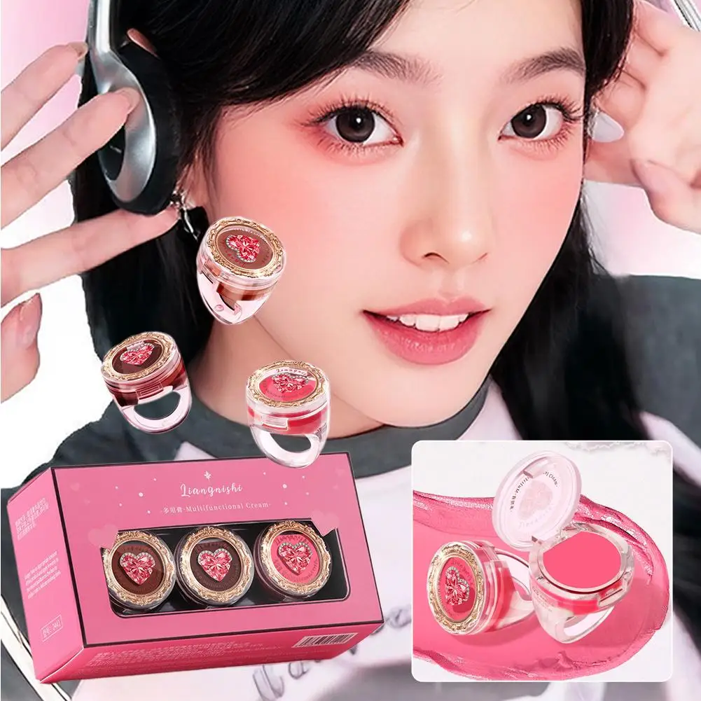 Blusher Crème Vorm Matte Natuurlijke Verhelderende Multifunctionele Schaduw Blusher Oogpoeder Lipgloss Draagbare Cosmetica Make Up X4C9