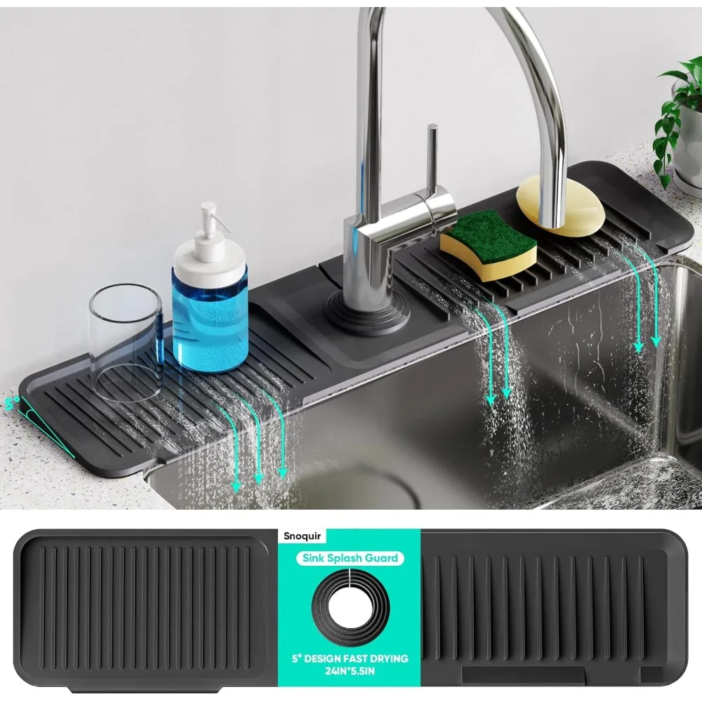 

Splash Guard Splash Catcher Kitchen Sink with 5° Slope Design,Quick Drain, Snap-On Fixation for Kitchen & Bathroom Countertops