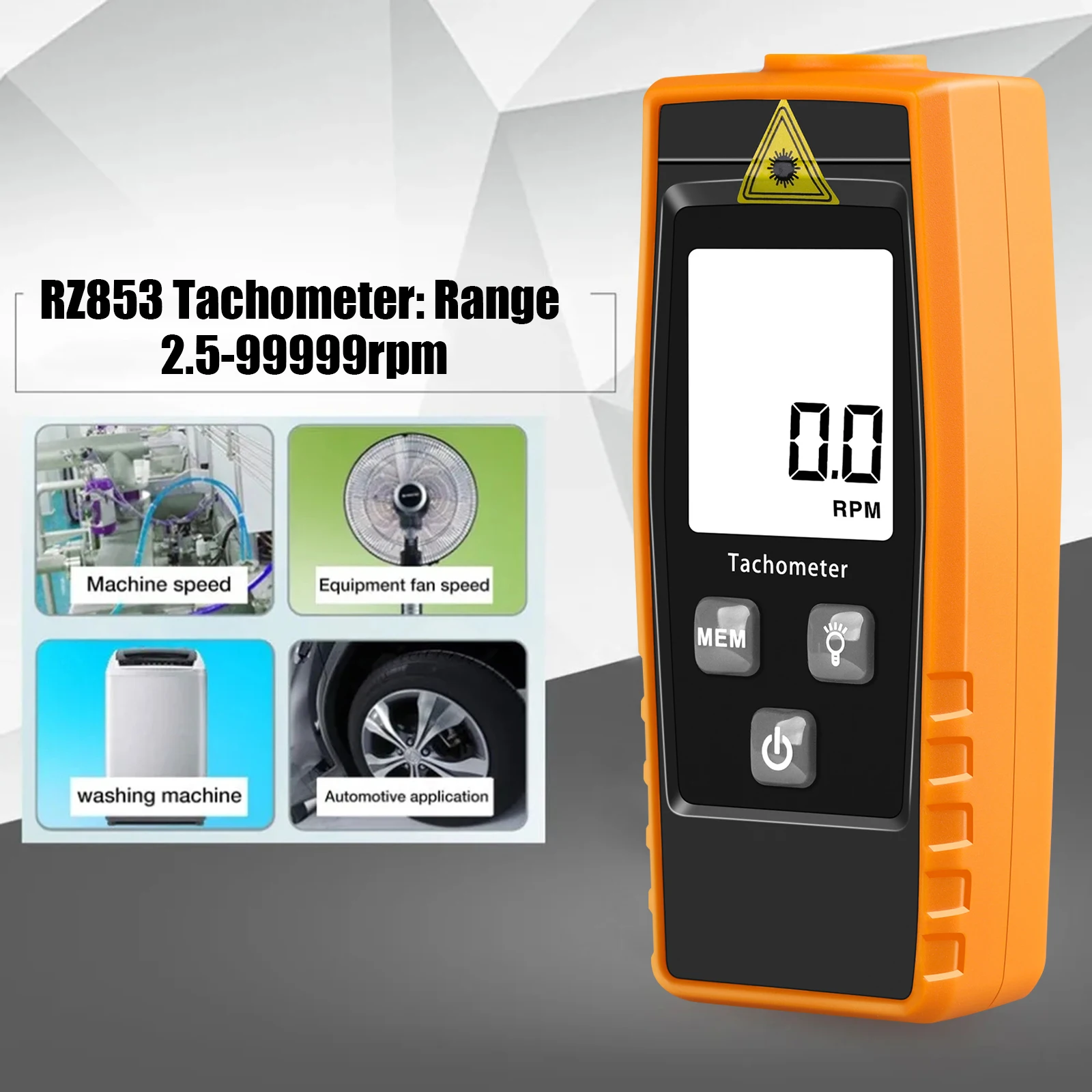 Non-Contact Tachometer Optoelectronic Digital Tachometer 2.5-99999 Rpm Measuring Instrument Quartz Crystal Time Base Automatic