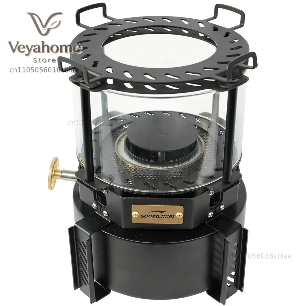 Soomloom Round Camping Stove with 360° Glass Window - Portable Versatile Heater, Cooker & Lantern, Outdoor Stove with Carry Bag