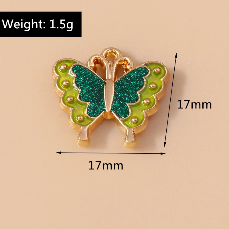 20 Stück 17x17mm Niedliche Bunte Emaille Fliegende Schmetterling-Anhänger für Ohrringe, Halsketten, DIY-Handwerk, Schmuckzubehör – Detail 1