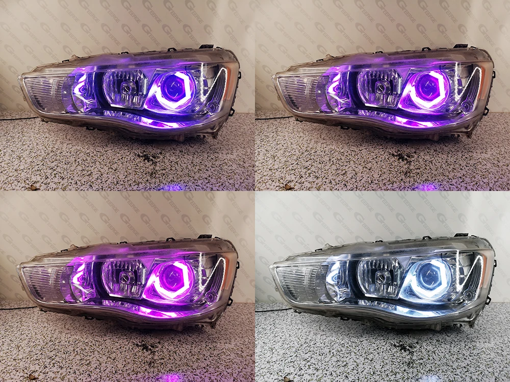 Pour Mitsubishi Outlander II 2010 2011 2012 lumière du jour dynamique multicolore RGB Led Angel Eyes Hex Halo anneaux