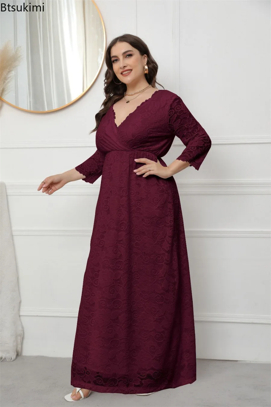 2024 damska Plus Size elegancka koronka wiosenna jesienna sukienka wieczorowa klubowa damska wąska dopasowana sukienka dla grubych kobiet 5XL