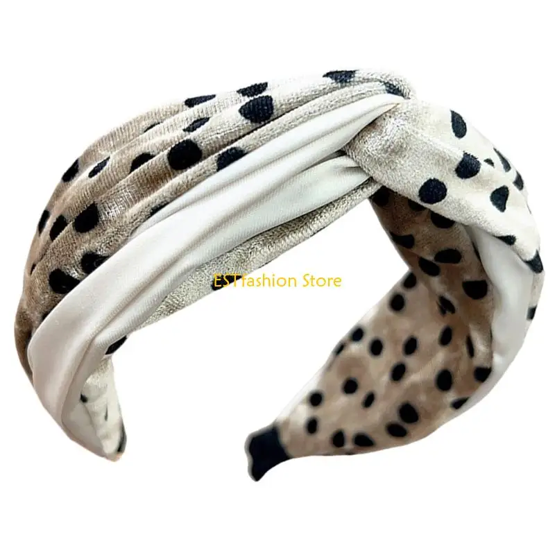 

Роскошная бархатная повязка для волос Y5GC, широкая резинка в горошек, устойчивая для активного образа жизни