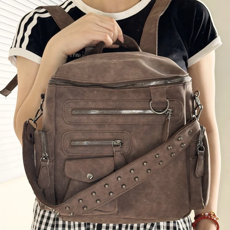 Large Capacity Fashionable Children Backpacks for Boy Versatile Multi Pocket Retro Backpack Women Travel Bag Class Bags for Girl